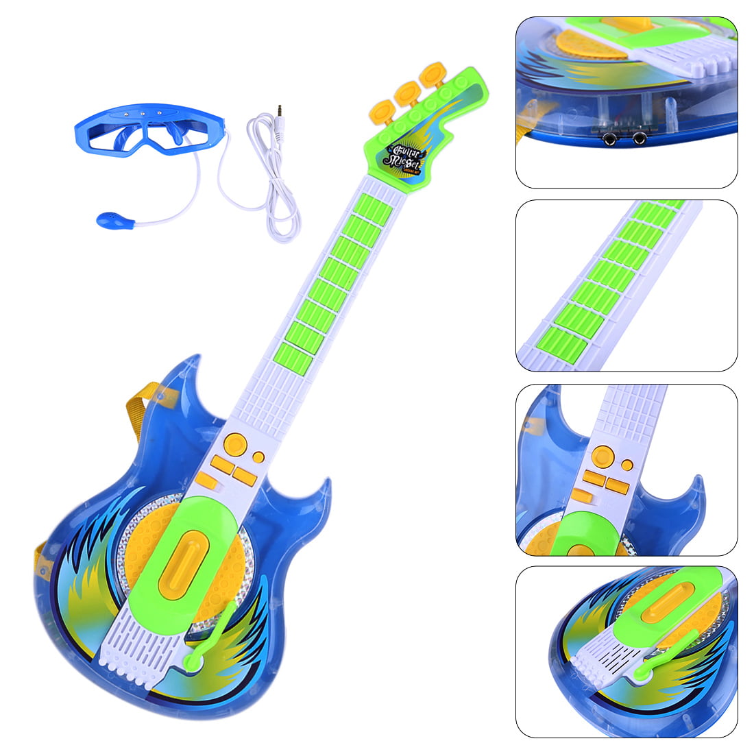 Blue Electric Guitar Toy Set Musical Instrument With Light & Music For Kids Boys 