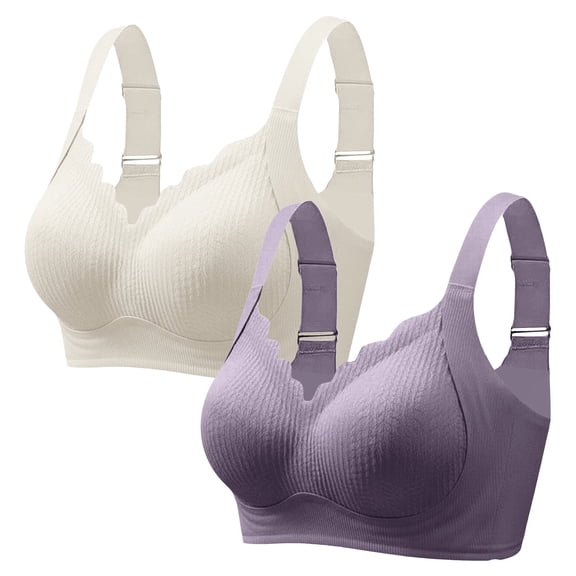 MVRLSH Jelly Bras For Women Womens Plus Size Wireless Bra Thin Breathable Beauty Back Anti Sagging Comfort Fit Orange M-3Xl