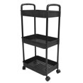 thumbnail image 3 of Rolling Storage Cart, Plastic Black Movable Storage Organizer  for Living Room, 3 of 8