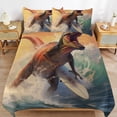 thumbnail image 2 of Dinosaurs Surfing Bedding Sets Twin Duvet Cover 3 Piece Cute Bed Set for Boys Girls Kid, 2 of 6