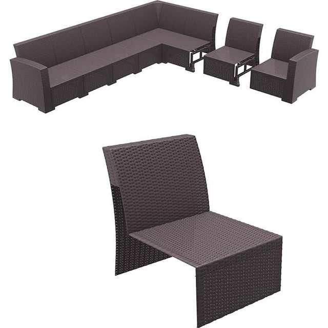 Siesta ISP837-BR Monaco Partie d'Extension Sectionnelle Brun avec Coussin