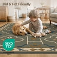 thumbnail image 4 of ODIKA 4'x6' Green Sage Medallion Pattern with Gold Washable Area Rug Traditional Quatrefoil Design Ornate Floral Border for Home Office, Under Desk, Non-Slip Chair-Friendly, Flatwoven, 4 of 7