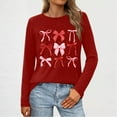 thumbnail image 4 of Erwazi Womens Long Sleeve Crew Neck Valentine T Shirts Love Bow Printed Casual Cute Tee Tops, 4 of 5