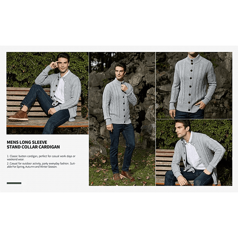 Iceglad Men's Cable Knit Cardigan Sweater photo 2
