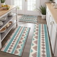 thumbnail image 2 of Blue and Pink Diamond Shaped Boho Pattern Kitchen Rugs Sets Of 3,Kitchen Runner Rugs Non Skid Washable,Decorative Kitchen Floor Mats for Kitchen,Sink,Laundry,17"x30"+ 17"x47" + 17"x59", 2 of 6