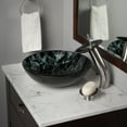 thumbnail image 5 of Novatto NOHP-G012BN TARTARUGA Black and Silver Painted Glass Vessel Sink with Brushed Nickel Pop-Up Drain, Mounting Ring, 5 of 5