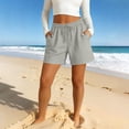 thumbnail image 2 of Akmaiox Biker Shorts for Women High Waisted Elastic Drawstring Waistband Running Shorts with Pockets Breathable Lightweight for Summer Outdoor Gym Workout Shorts S-3XL, 2 of 7