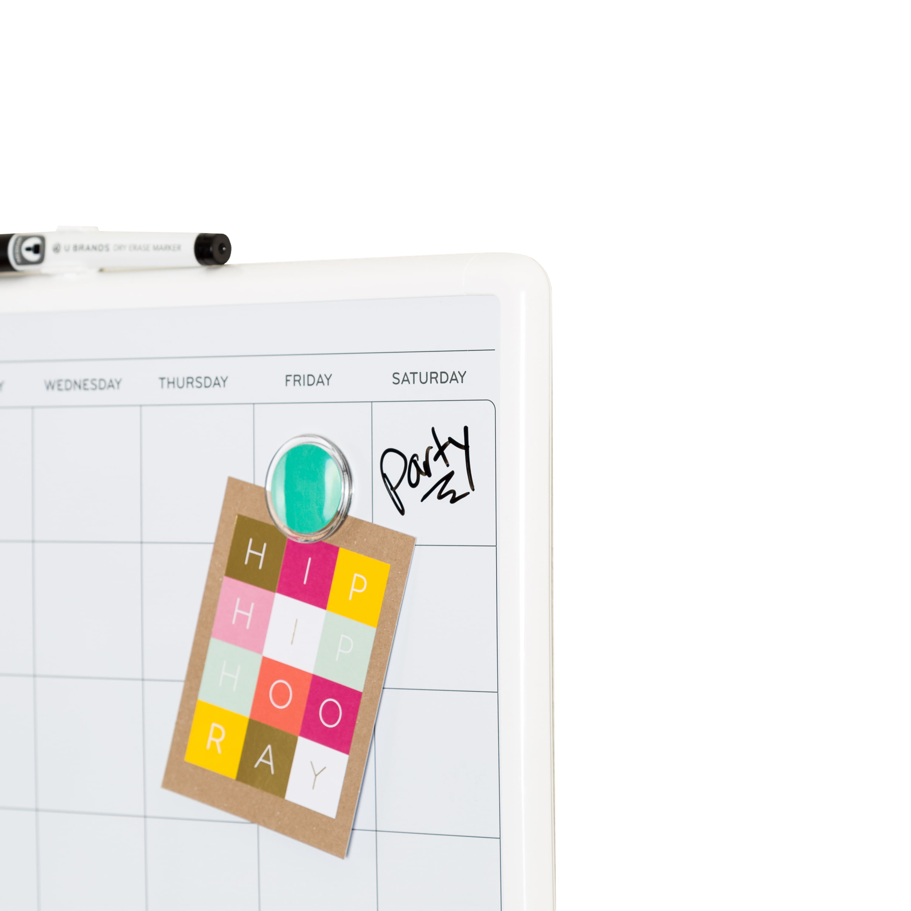 U Brands Contempo Magnetic Monthly Calendar Dry Erase Board 11 x 14 Inches White Frame 260U00-04 Magnet and Marker Included 
