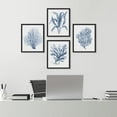 thumbnail image 3 of PixonSign Framed Wall Art Blue Marine Plants, Set of 4 Sea Botanical Leaves Wall Decor Arts, Watercolor Minimalism Wall Décor, Adhesive Canvas Poster, Modern Home Artwork - 11"x14" Black, 3 of 5