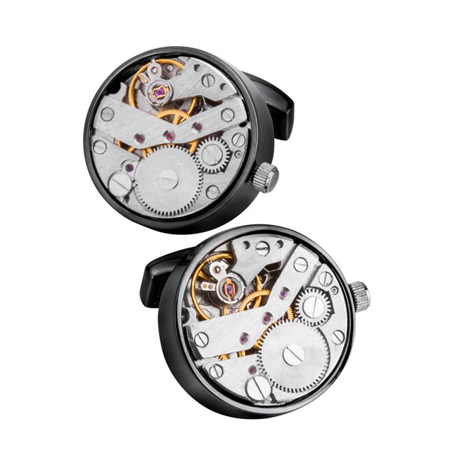 Worallymy 1 par de gemelos con movimiento de reloj para hombre engranaje inamovible gemelos pulidos regalo de boda de negocios Worallymy JD735802872