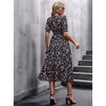 thumbnail image 2 of Gdvsclr Women'S Chiffon Floral Dresses Casual Summer Boho Flutter Sleeve Flowy Western Dress Black L, 2 of 6