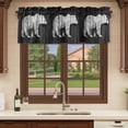 thumbnail image 6 of Black White Bear Curtain Valances for Windows, Kitchen Valance Window Treatments Panel 2 Pack, Farmhouse Country Rustic Wooden Grain Rod Pocket Short Curtains for Bathroom Bedroom 42 x 12 Inch, 6 of 8