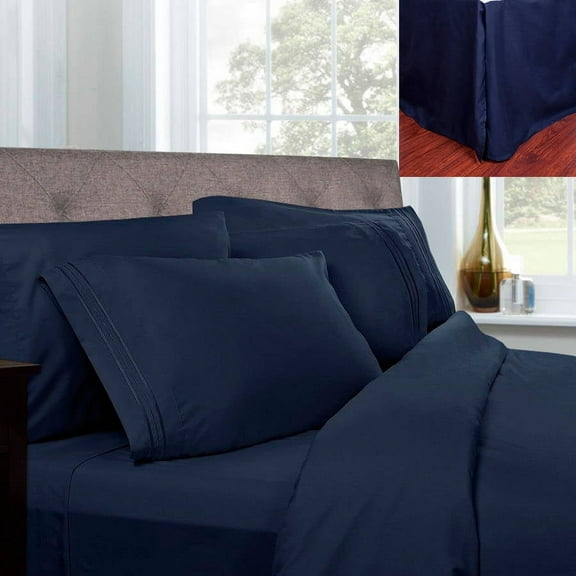 1500 Series Egyptian Quality Microfiber Sheets and Pleated Bed Skirt Set