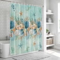 thumbnail image 6 of Beach Coastal Teal Shower Curtain, Waterproof Shower Curtains for Bathroom, Nautical Shell Starfish Coral Summer Washable Fabric Bathtub Curtain Set Bath Decor with 12 Hooks Standard 72"x72", 6 of 8