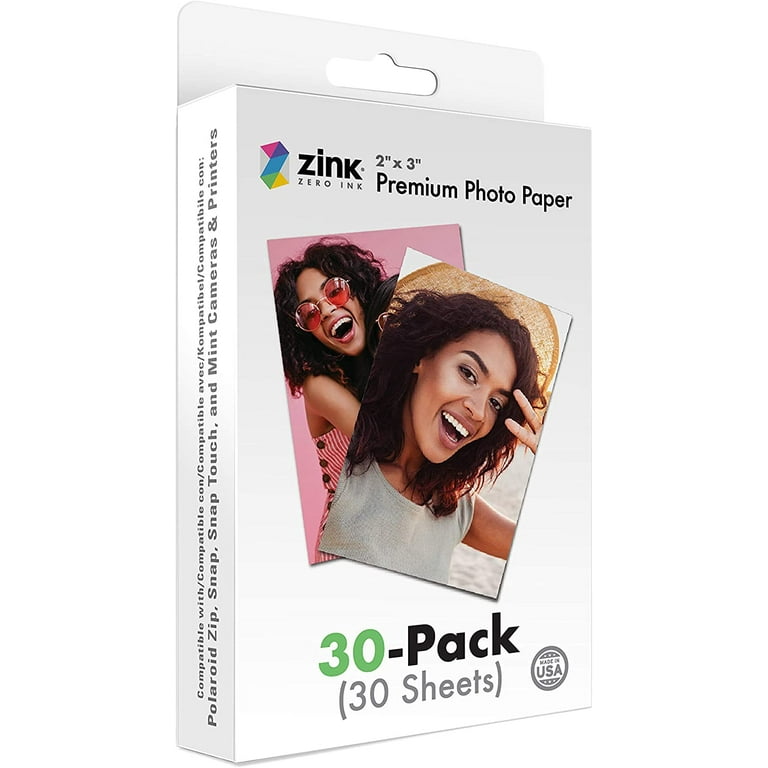 Zink Photo Paper 2x3 (30 Pack), Compatible with Snap Touch, Zip & Mint  Cameras