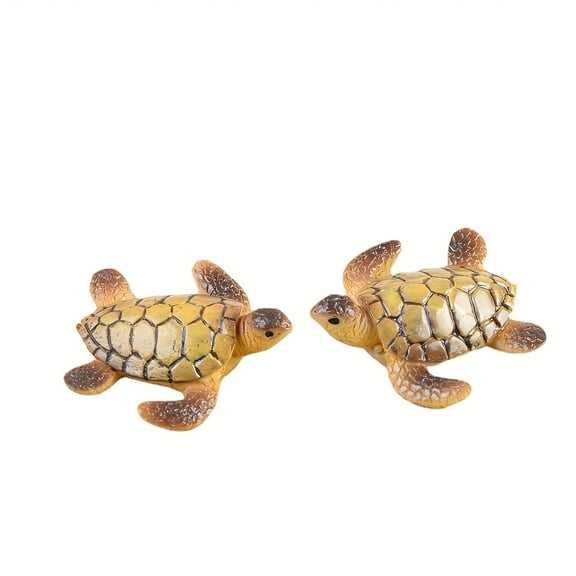 2-Pack Miniature Sea Turtles For Aquariums - Charming Resin Ornaments, Ideal Fish Tank Decor Accessories