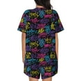 thumbnail image 3 of Bixox Women's Graffiti Art Printed Pajama Set 2 Piece Lounge Set Top and Shorts Soft Pajamas, Shorts with Pockets, 3 of 7