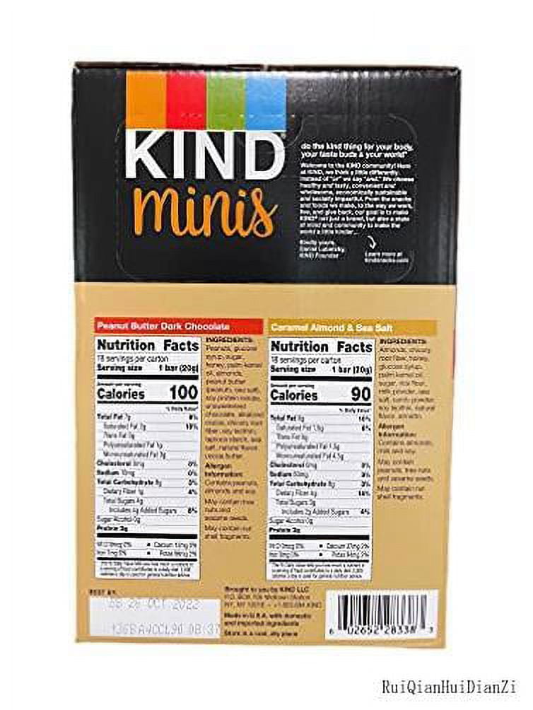 Kind Minis, 18 Peanut Butter Dark Chocolate, 18 Caramel Almond & Sea Salt, 36 Bars