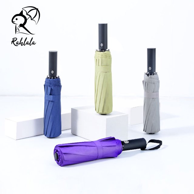 Paraguas plegable Rahlala totalmente automático de 12 costillas, 3 paraguas plegable fuerte a prueba de viento, paraguas de viaje con personalidad Sincero Hogar