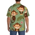 thumbnail image 3 of Fotbe Monkeys Swinging from Palms Camisa Estampada de Manga Corta para Hombre, Casual de Verano, Estilo Playero, Sin Arrugas-Small, 3 of 5