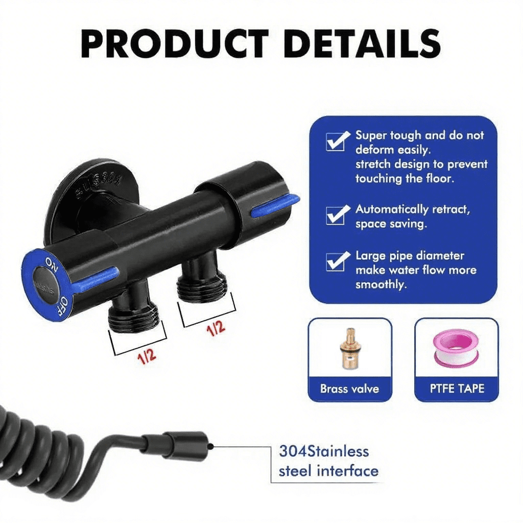 Bidet Sprayer for Toilet,Handheld Bidet Sprayer Kit for Personal Hygiene, Cloth Diaper Cleaning, Easy to Install,Black