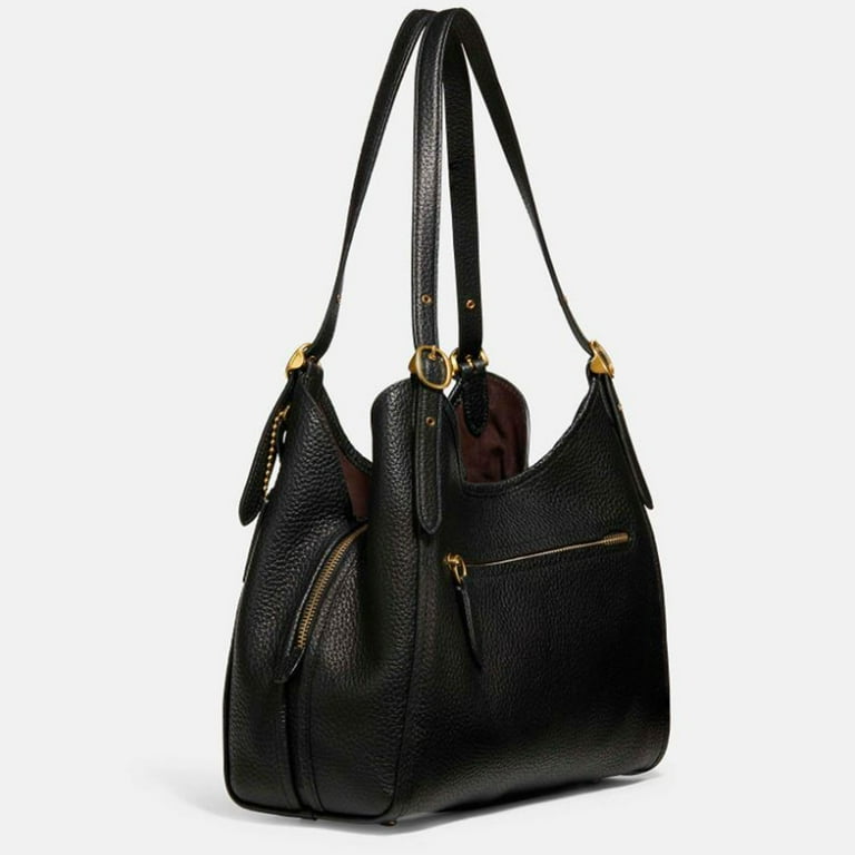 COACH Womens Lori Shoulder Bag, Soft Pebble Leather, Black, One