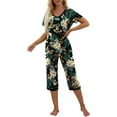 thumbnail image 3 of MINTREUS Women's Pajama Sets Short Sleeve Shirt and Capri Soft Pajama Sets with Pockets S-4XL, 3 of 7
