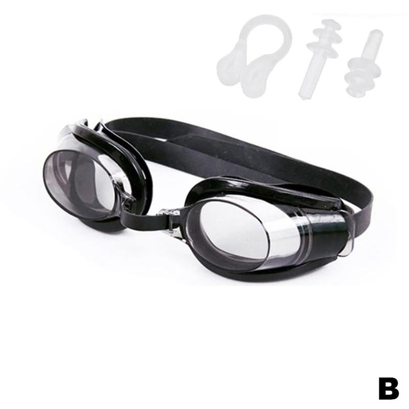 Swimming Goggles Anti Fog UV Protection Glasses Adjustable Adult Unisex Black 