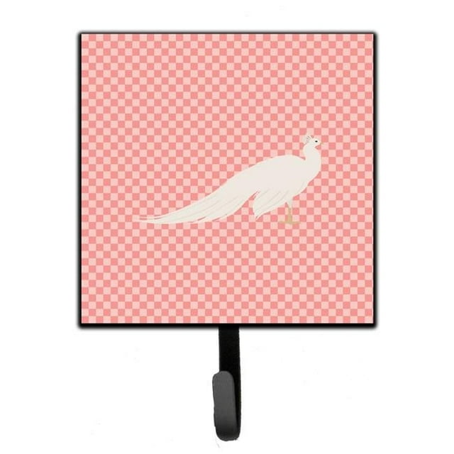 White Peacock Peafowl Pink Check Leash or Key Holder
