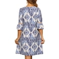 thumbnail image 3 of Vestido de verano V cuello INSPIRE CHIC para mujer, estampado bohemio, con volantes en las mangas, estilo swing, corte A, casual de playa, mini vestido S azul, 3 of 6