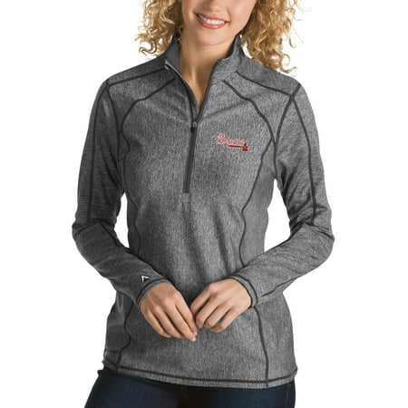 Atlanta Braves Antigua Women's Tempo Desert Dry 1/4-Zip Pullover Jacket - Heathered Charcoal