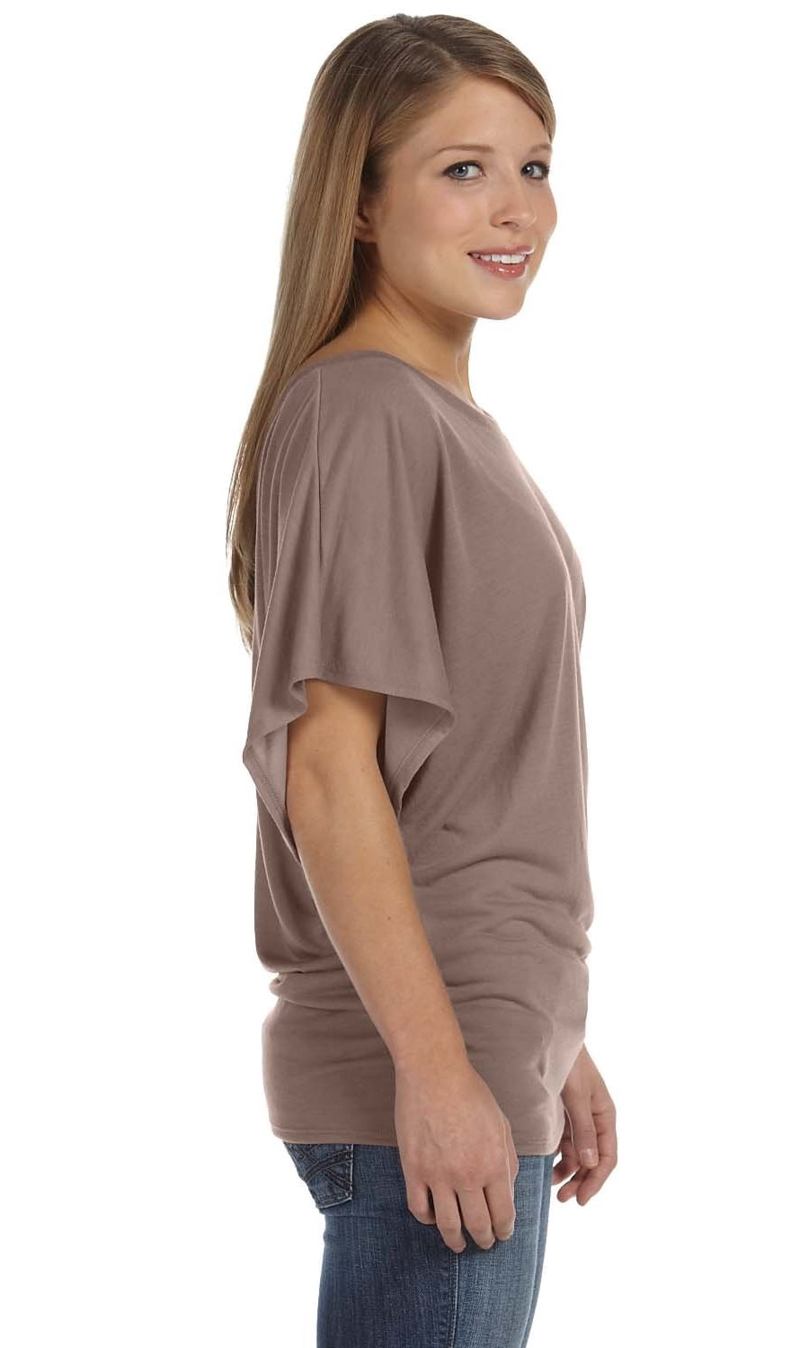 Women's Short Sleeve Draped Dolman T-Shirt