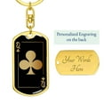thumbnail image 3 of Queen Of Clubs Gold Keychain Dog Tag Stainless Steel or 18k Gold, 3 of 16