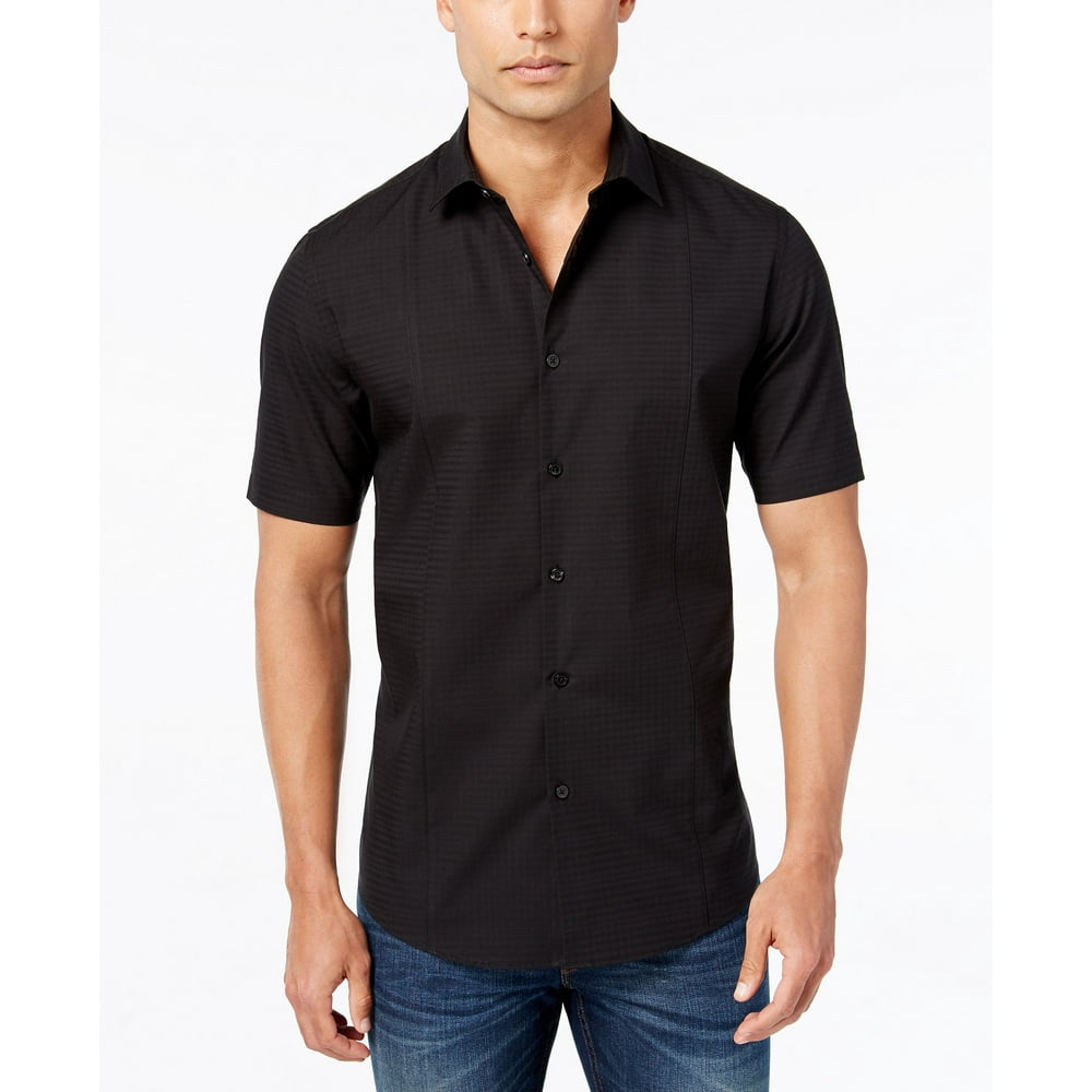 Alfani - Alfani NEW Black Mens Size Medium M Button Down Shirt-Sleeve ...