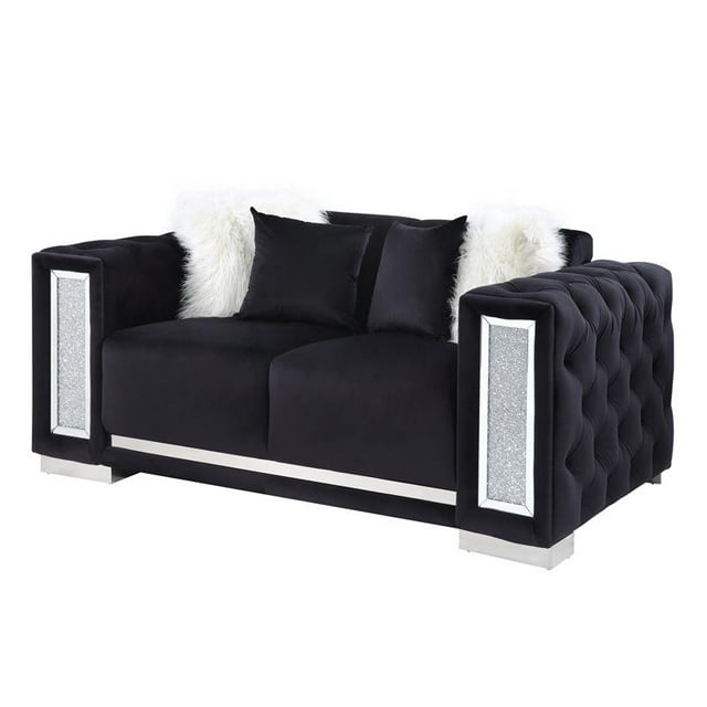 ACME Causeuse Trislar avec 4 Coussins en Velours Noir