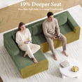 thumbnail image 2 of Modular Sectional Sofa Couches L-Shape Couch 3 Seat Modular Sofa Memory Foam Sectional Couches for Living Room, Cloud Couch with Oversized Chaise (Green Stripe, 94.5" Left Facing Chaise), 2 of 13