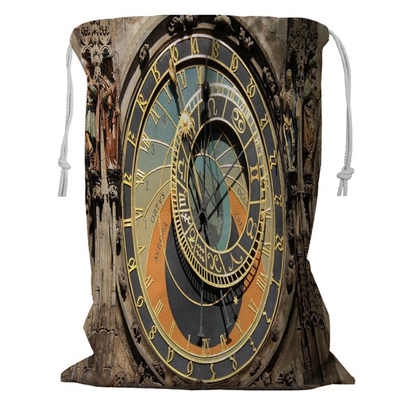 EREHome The ancient astronomical Clock in Prague Storage Basket Laundry Bag with Drawstring 24x32 Inch