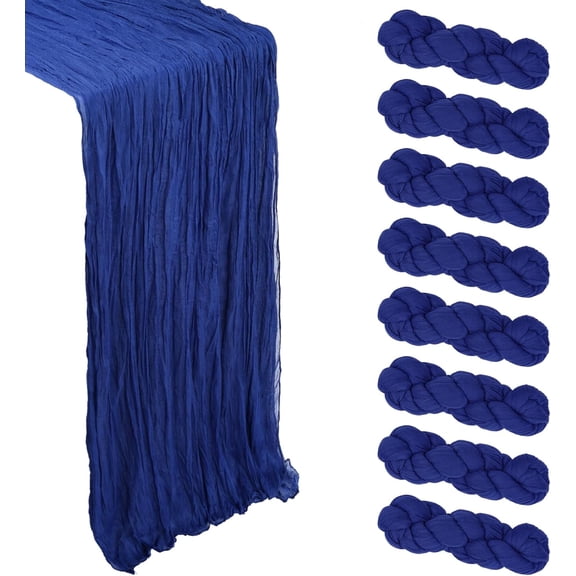 8 Pack Royal Blue Cheesecloth Table Runner 10Ft Gauze Cheese Cloth Table Runner 120 Inch Boho Sheer Rustic Fabric for Decor Bridal Baby Shower Wedding Centerpiece Home Table Decoration Royal Blue 8