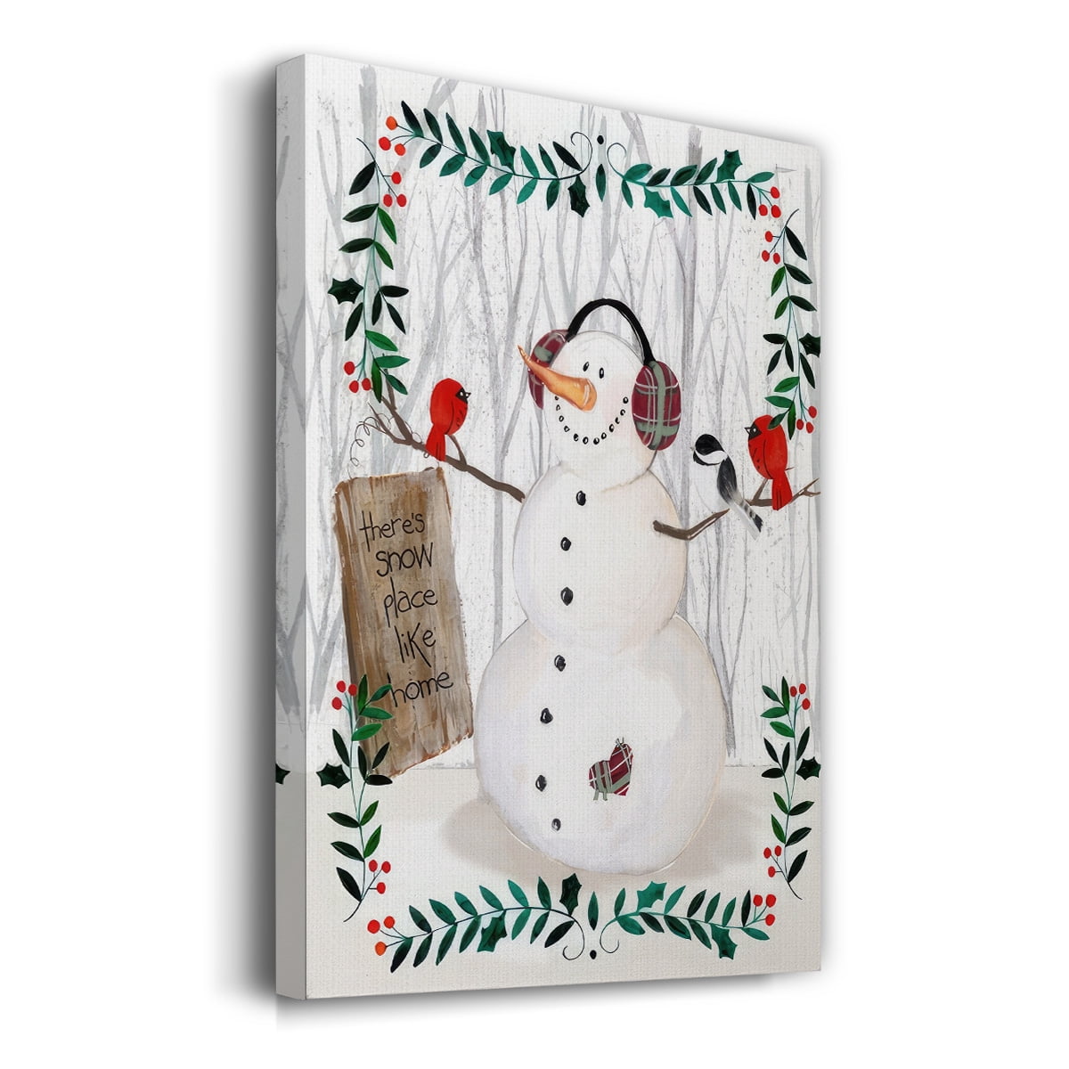 Folk Snowman Forest II- Gallery Wrapped Canvas
