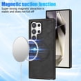 thumbnail image 3 of ELEHOLD Case for Samsung Galaxy S24 Ultra, Shockproof Slim Magnetic Leather Case, Compatible with MagSafe Accessories,Black, 3 of 5