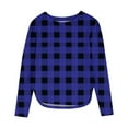 thumbnail image 2 of UQJfacai Girls Long Sleeve Shirts Kids Plaid Graphic Crewneck Tops Fall Curve Hem Side Slit Casual Cute Blouses Tee 3-12 Years, 2 of 6