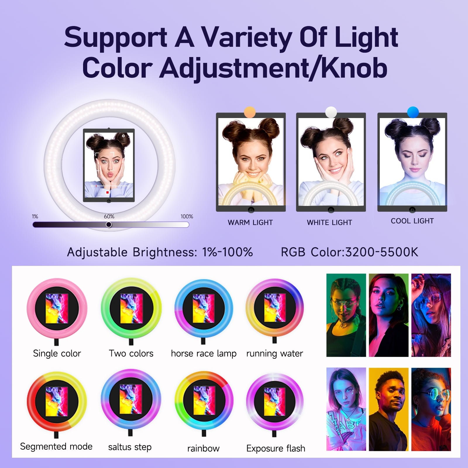 MWE Photo Booth Stand for ipad 12.9'' 10.9'' 10.2'' with Ring Light Software APP and Remote Control, RGB Lights Music Sync, Flight Case,Black