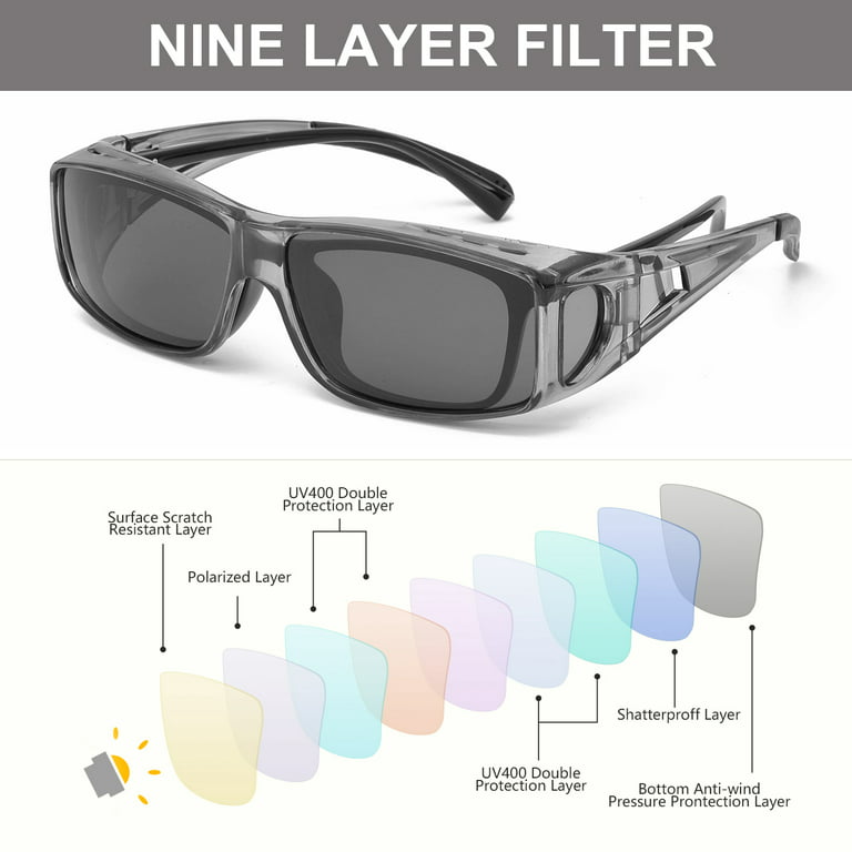 LVIOE Wrap Around Sunglasses, Polarized Lens Wear Over
