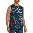thumbnail image 2 of Haiem Men's Navy Blue Geometric Print Tank Tops Summer Sleeveless Cut Off Workout T-Shirts Fitness Vest Athletic Undershirts-3X-Large, 2 of 8