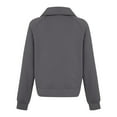 thumbnail image 3 of UJNDER Women's Zip Up Sweatshirt Solid Color Stand Collar Cropped Pullover Long Sleeve Casual Dark Gray L, 3 of 4