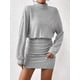 thumbnail image 2 of AUXDIO - Vestido de suéter con cuello alto para mujer, manga larga de farol, ajust 2025, mini vestido corto, 2 of 3