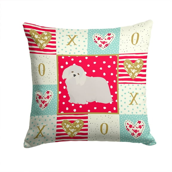 Coton de Tulear 2 Love Fabric Decorative Pillow Red