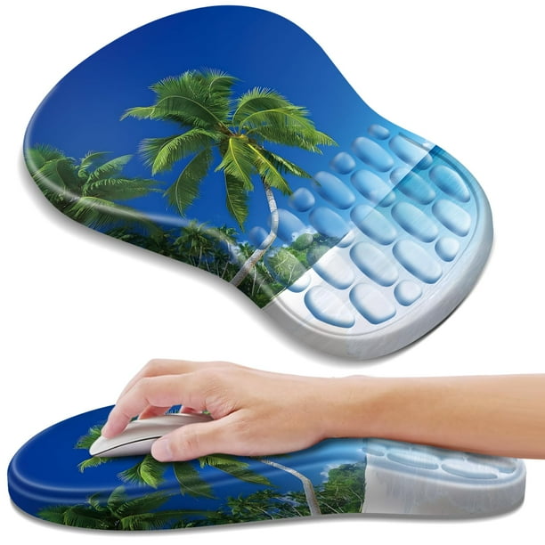 Alfombrilla de ratón YIWEI con diseño de playa con reposamuñecas ergonómico de espuma viscoelástica