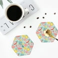 thumbnail image 5 of Pofeuu Bright Peach Print Leather Coasters Set of 6, Round Cups Mugs Mat Pad for Home Kitchen Heat Resistant Drink Coasters,Hexagon, 5 of 7