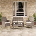 thumbnail image 4 of CazToi 4-Piece Patio Furniture Set with Glass Table and Cushions All-Weather PE Wicker Conversation Set, 4 of 9